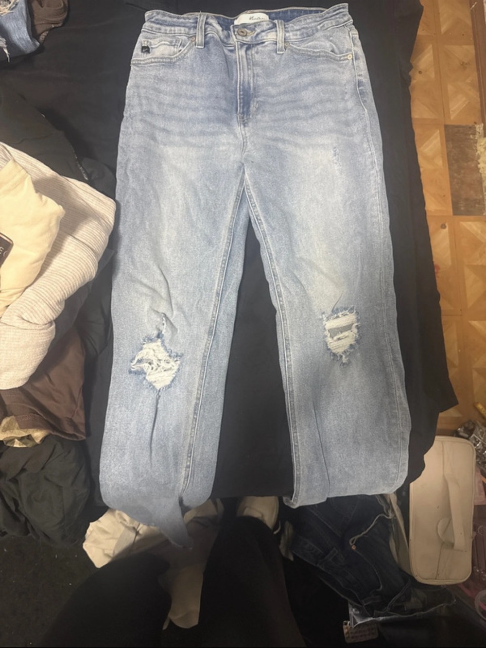 KanCan Light Blue Distressed Straight Leg Jeans